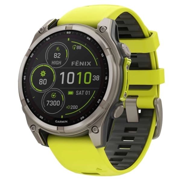 Garmin Fenix 8 — 47 мм Solar Sapphire Titanium Amp Yellow / Graphite
