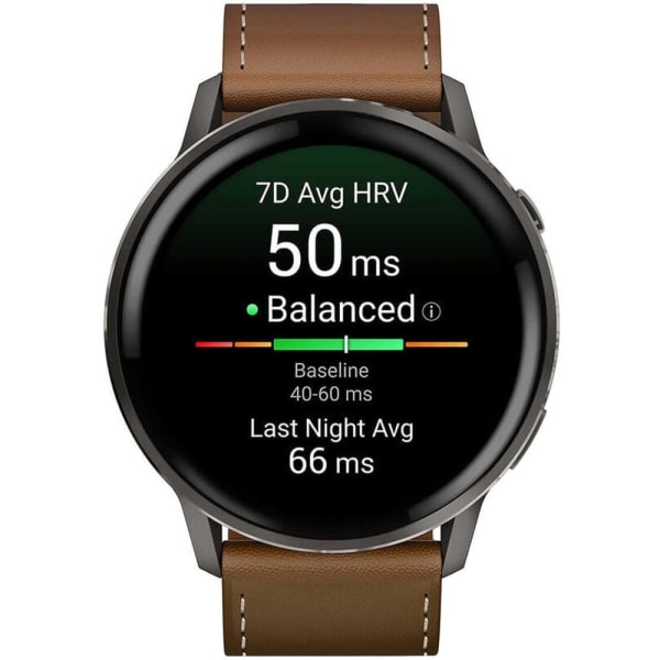 Garmin Venu 4 — 45 мм Slate / Black + Brown Leather Band — 3