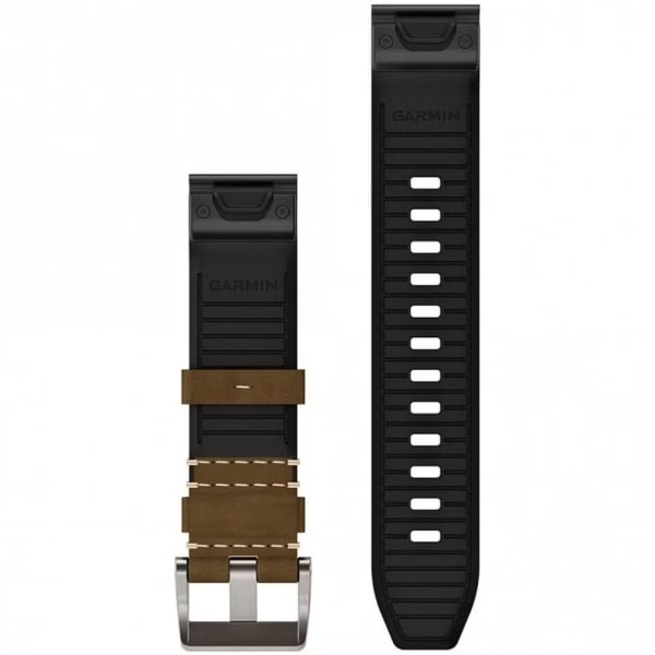 Кожаный ремешок Garmin QuickFit 22 мм Leather / FKM Hybrid Tundra / Black — 2