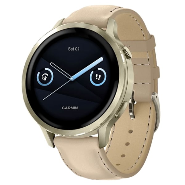 Garmin Venu 4 — 41 мм Lunar Gold / Bone + Light Sand Leather Band