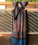 Ajrak Indigo Alizarin Hand Block Print Dupatta