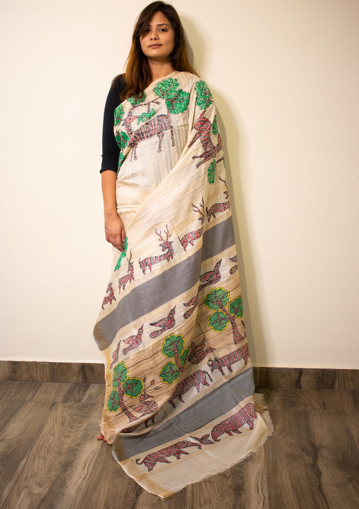 tussar cotton saree
