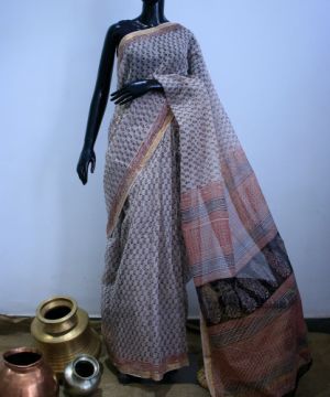 Cotton Kota Doria Bagh Print Saree 010