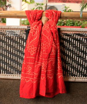 Orange Bandhani cotton Dupatta