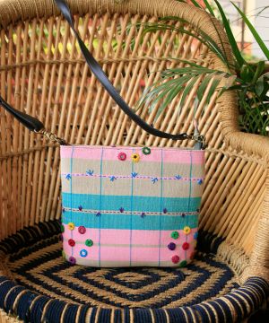 Mirror Work Hand Embroidered Sling Bag 001