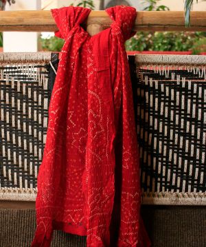 Red Bandhani Cotton Dupatta