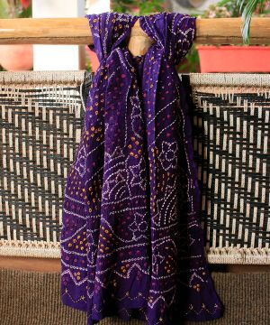 Purple Bandhani Pure Cotton Dupatta