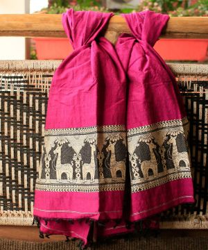 Baluchari Handloom Pink Dupatta
