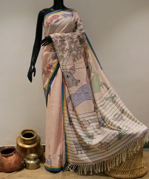 Gond Hand Painted Nandsundari Saree 002