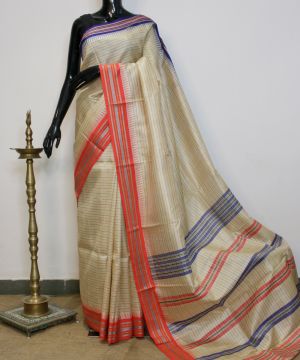 Karvati Kinar Vidarbha Tussar Saree with Jaala Palla 009