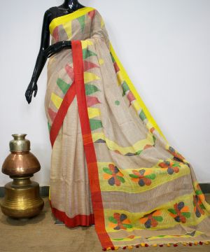 Linen Jamdani Handloom saree 002