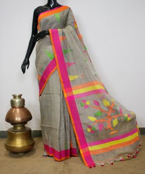 Linen Jamdani Handloom saree 006