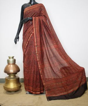 Ajrakh print cotton saree 001