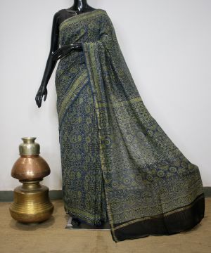 Ajrakh print cotton saree 002