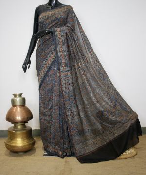 Ajrakh print cotton saree 004