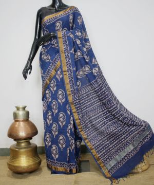Bagru Hand Block Printed Saree 003
