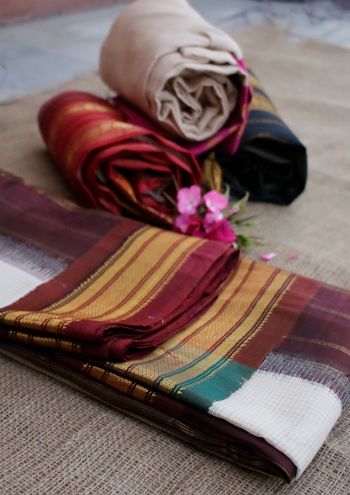 Cotton body Silk Pallu Gadwal