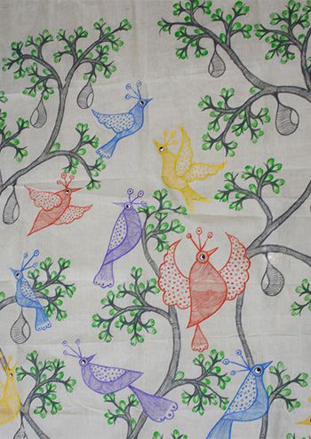 Gond Hand Painted Saree