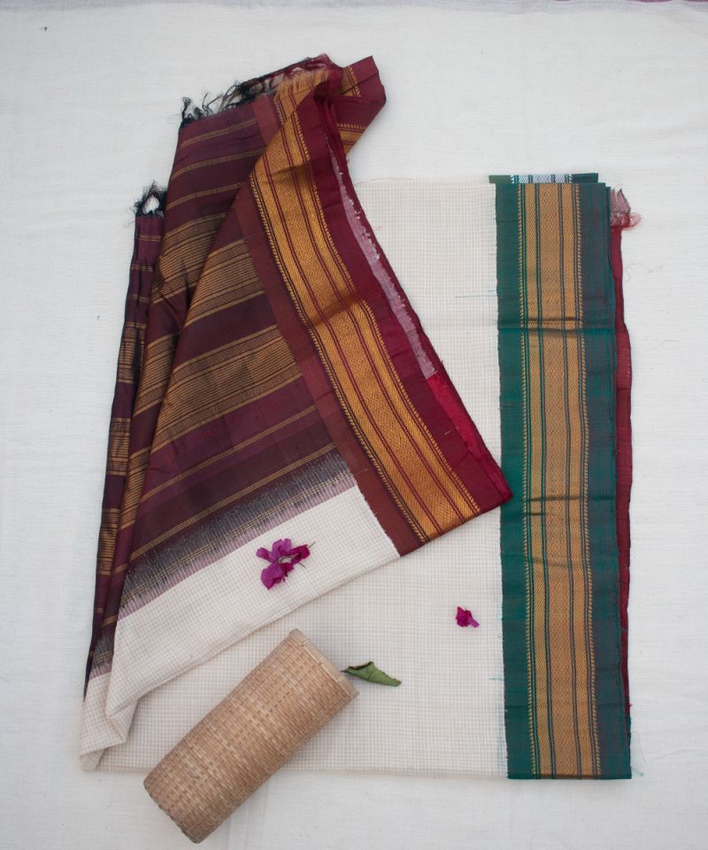 Cotton Gadwal Saree with Ganga Jamuna Border 002