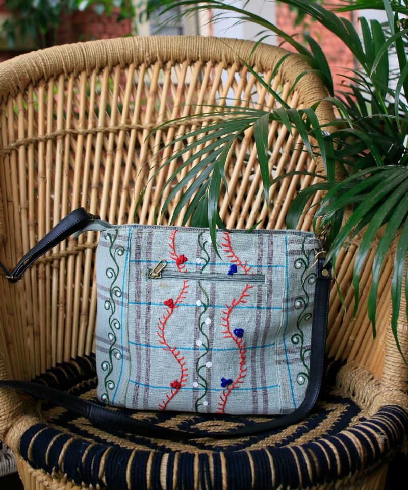 Hand painted Hand Embroidered Sling Bag 001
