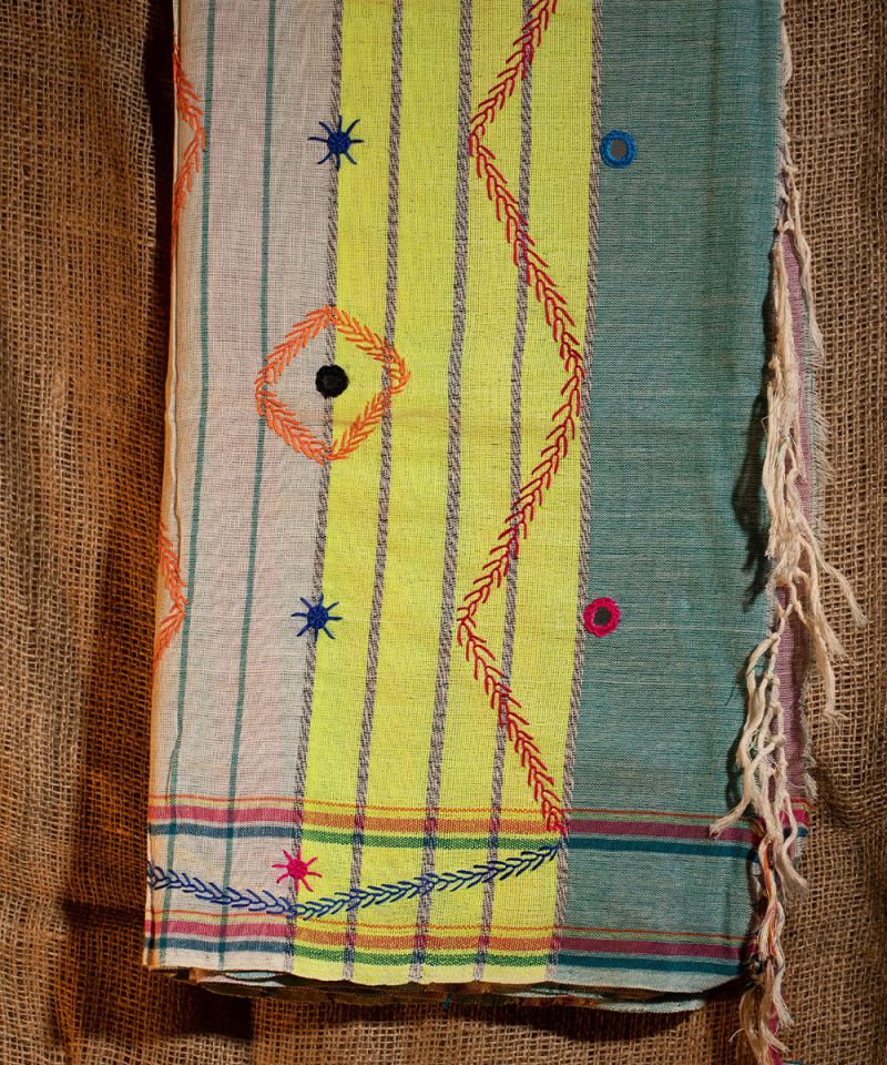 Mirror work Hand Embroidered Cotton Nandsundari Saree 007