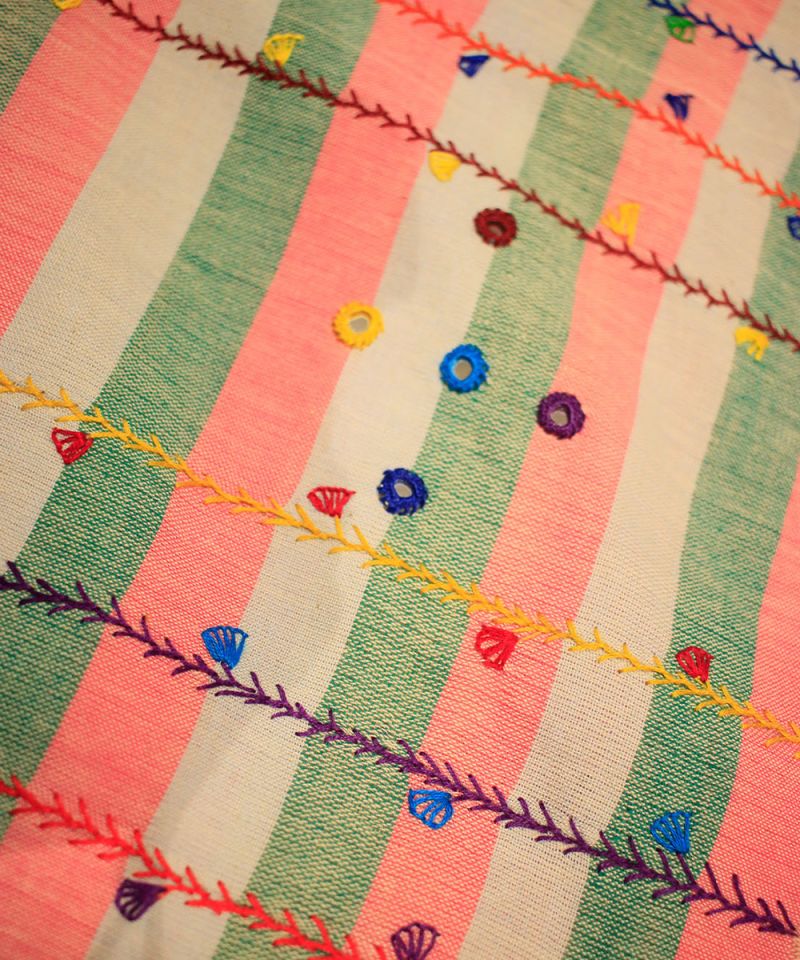 Mirror work Hand Embroidered Cotton Nandsundari Saree 008