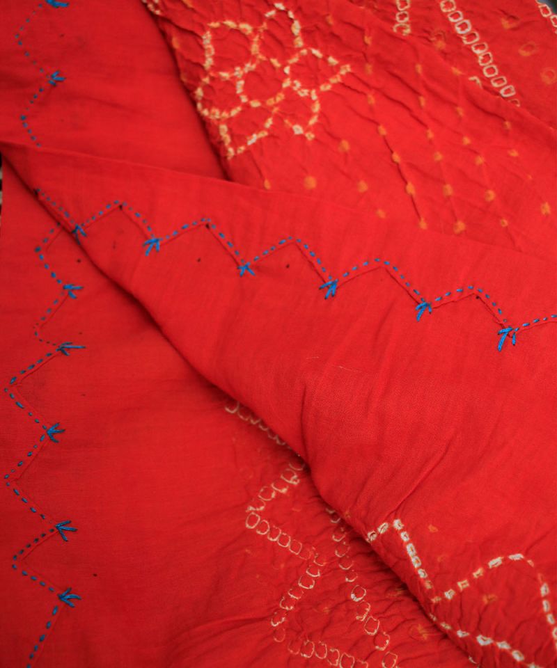 Red Bandhani Cotton Dupatta