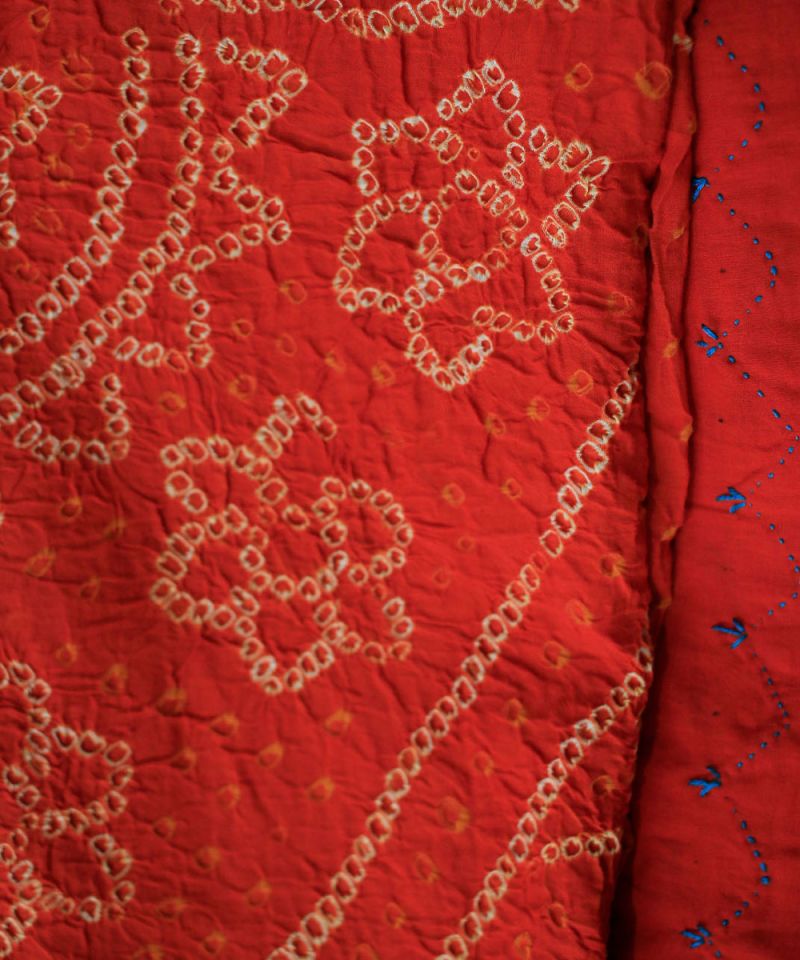 Orange Bandhani cotton Dupatta