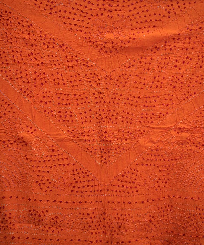 Saffron Bandhani pure Cotton Dupatta