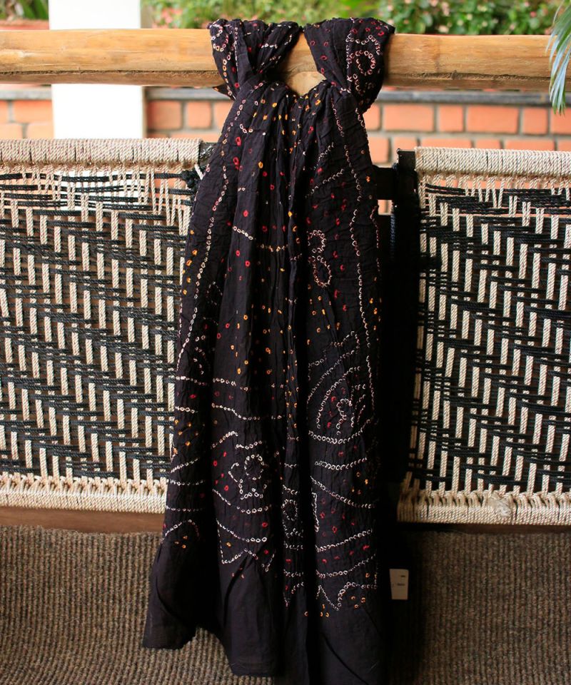 Black Bandhani pure Cotton Dupatta