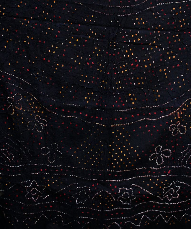 Black Bandhani pure Cotton Dupatta