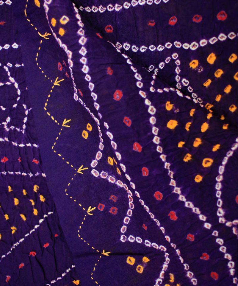 Purple Bandhani Pure Cotton Dupatta