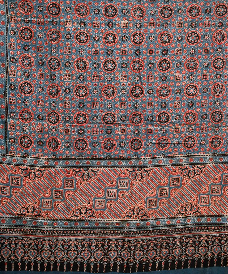 Ajrak Indigo Alizarin Hand Block Print Dupatta