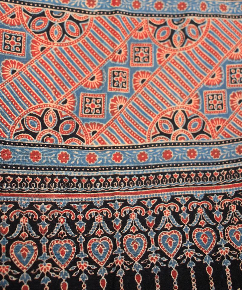 Ajrak Indigo Alizarin Hand Block Print Dupatta