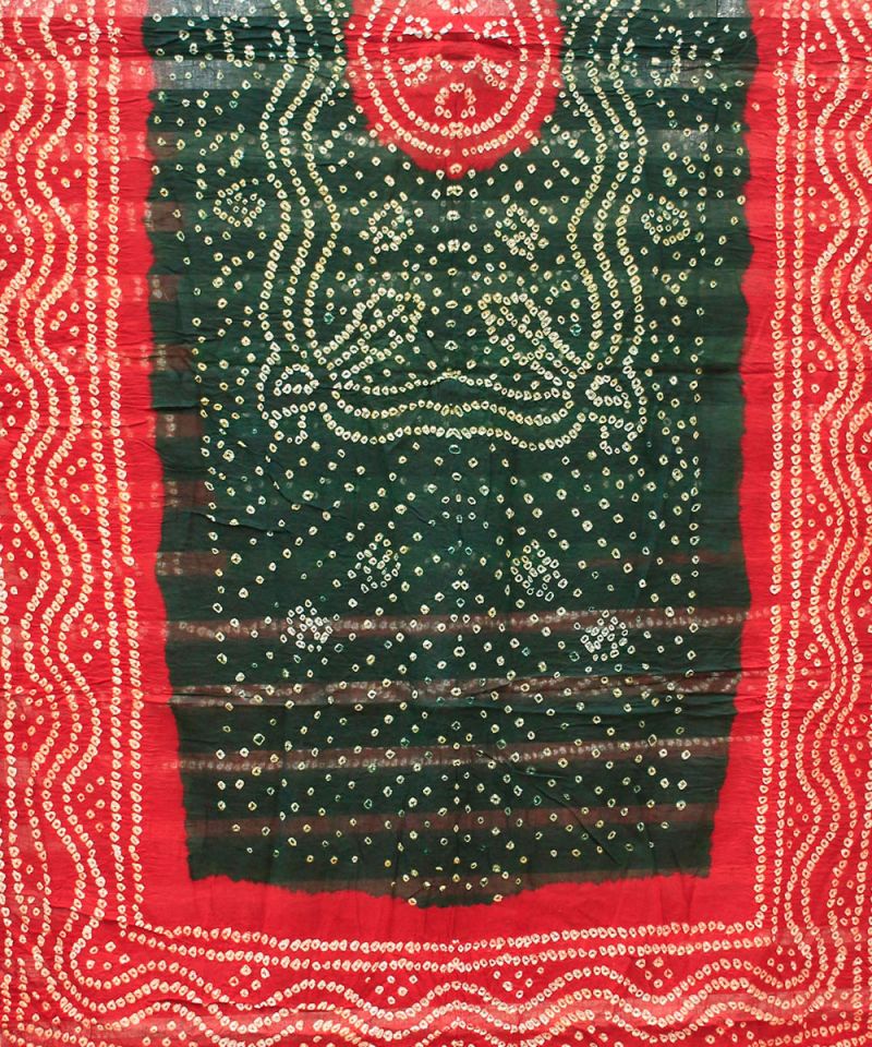 Red green Bandhani Cotton Dupatta
