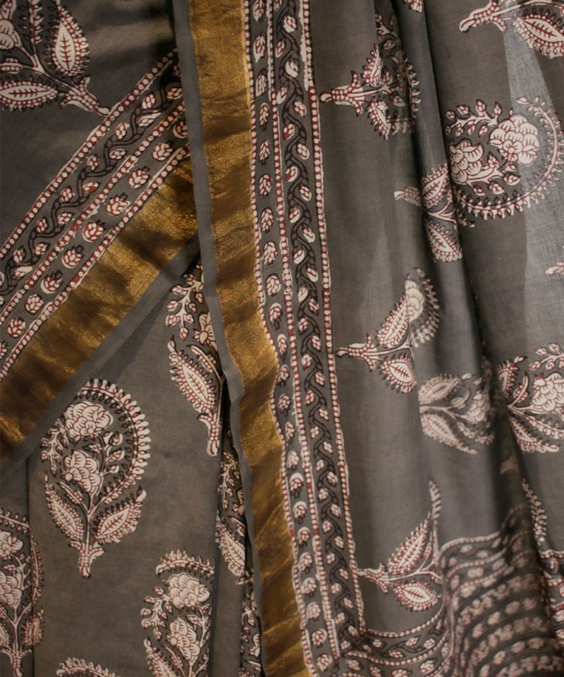Bagru Hand Block Printed Saree 004