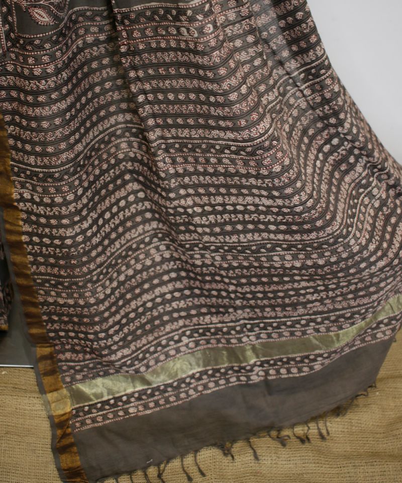Bagru Hand Block Printed Saree 004