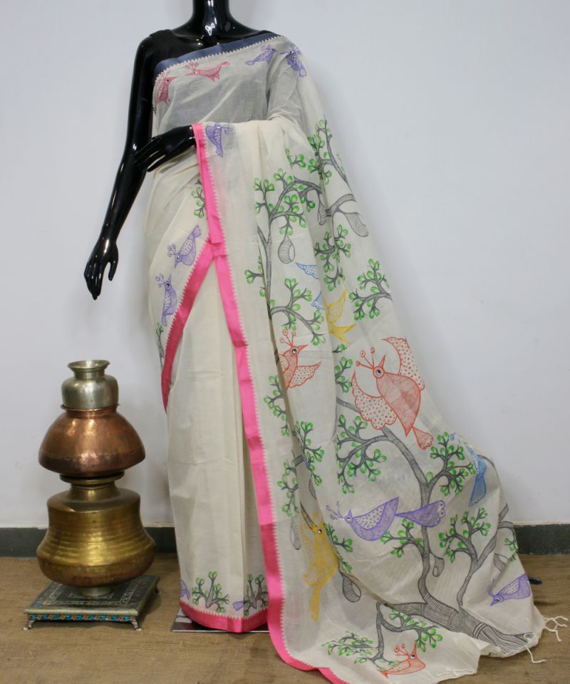 Gond Hand Painted Saree 001