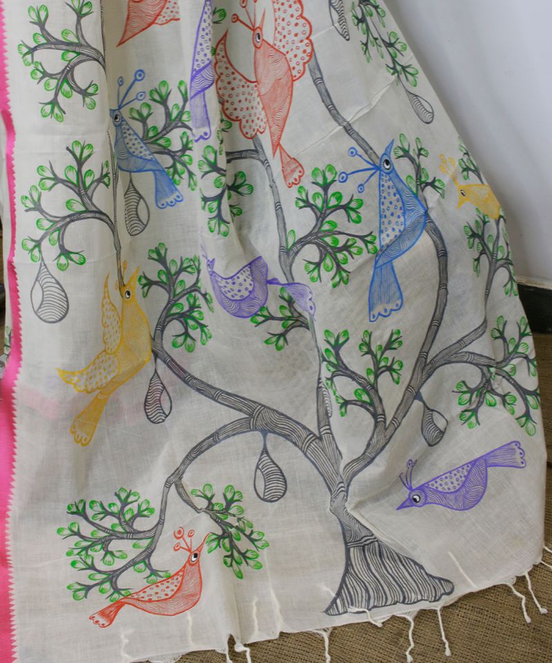 Gond Hand Painted Saree 001