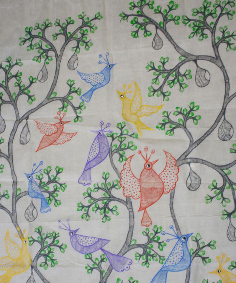 Gond Hand Painted Saree 001