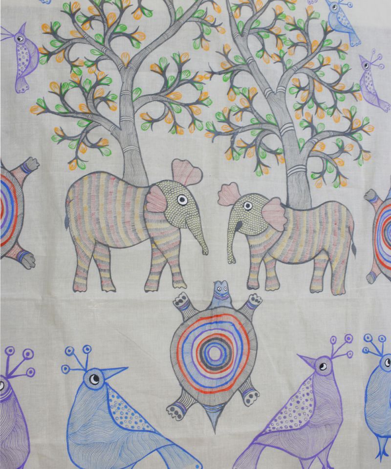 Gond Hand Painted Saree 002