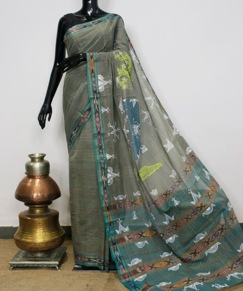 Gond Hand Painted Saree 005