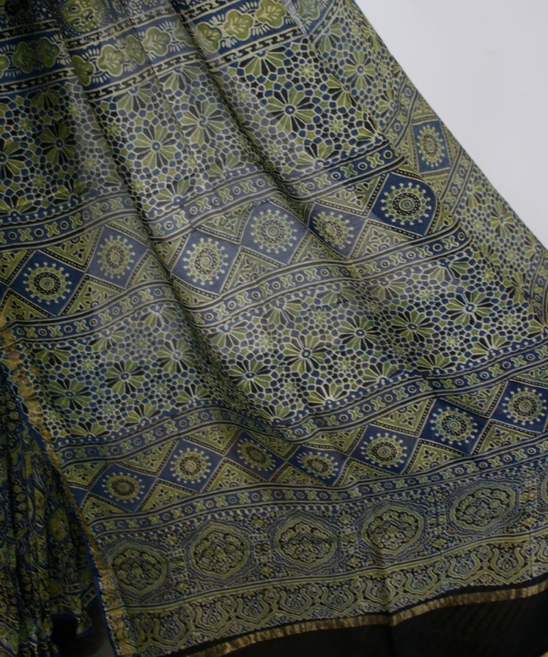 Ajrakh print cotton saree 002