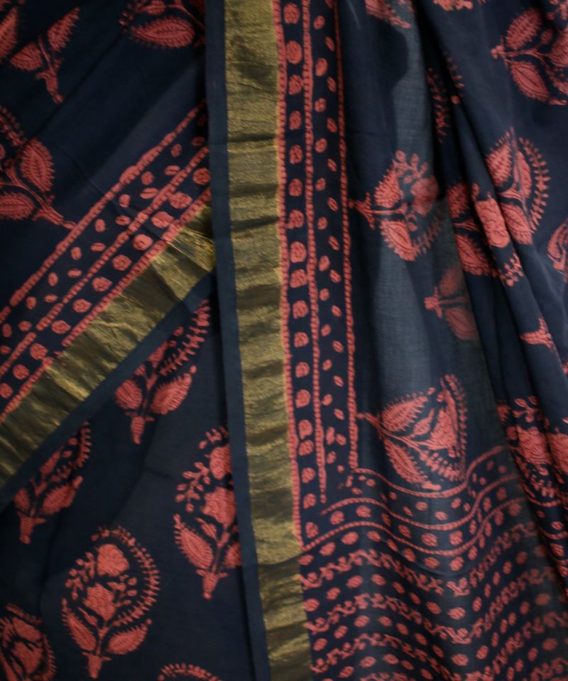 Bagru Hand Block Printed Saree 002
