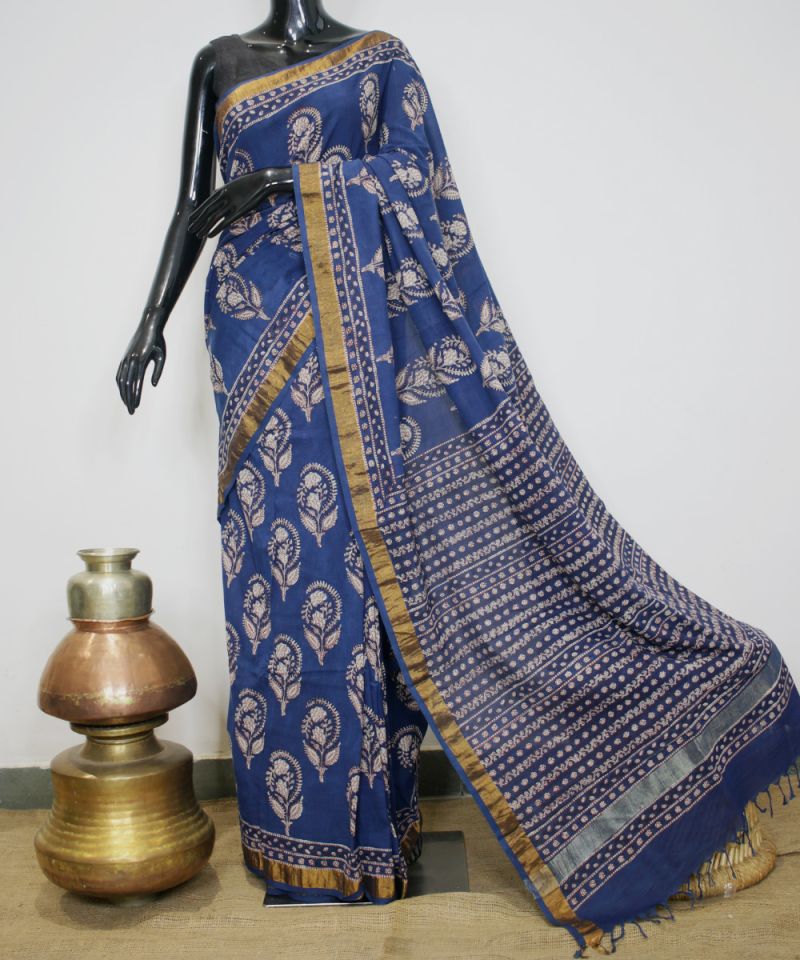 Bagru Hand Block Printed Saree 003