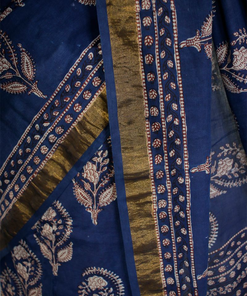 Bagru Hand Block Printed Saree 003