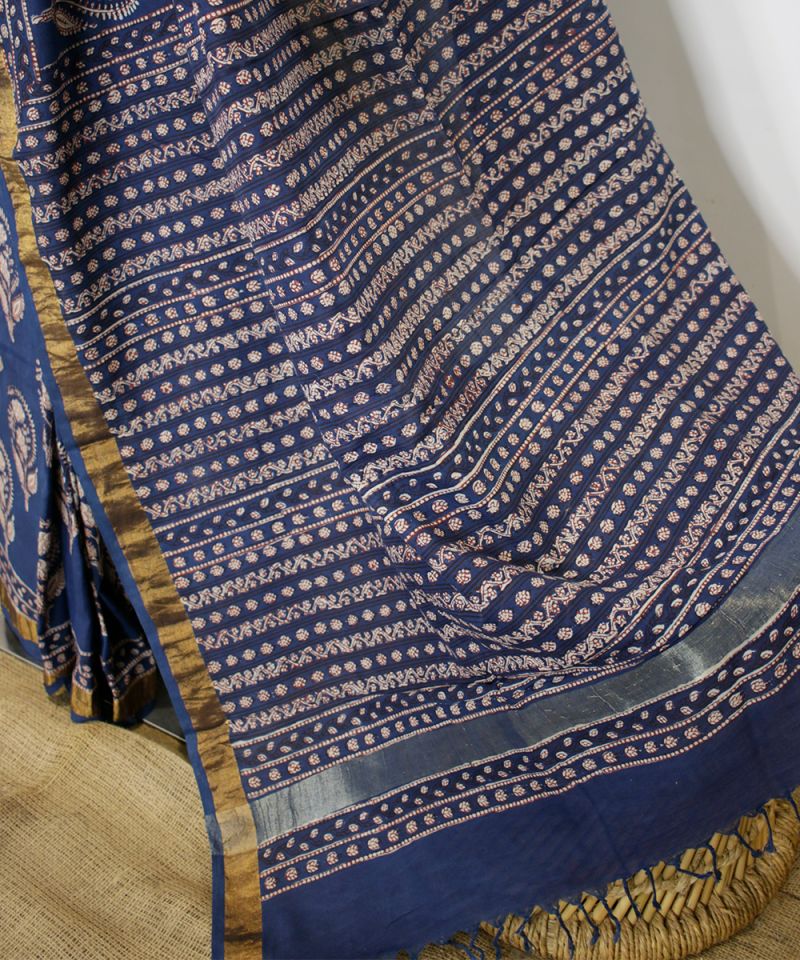 Bagru Hand Block Printed Saree 003