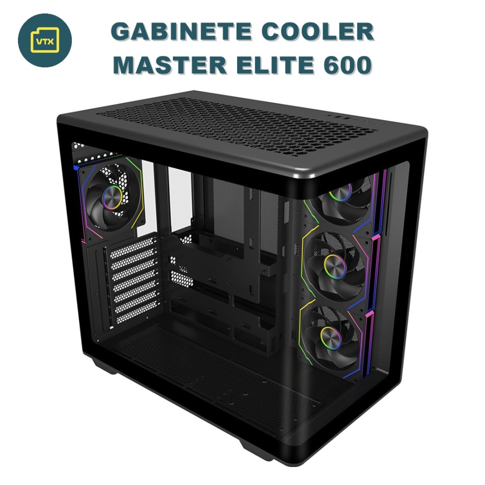 Gabinete Cooler Master Elite 600 Argb Vidrio Negro