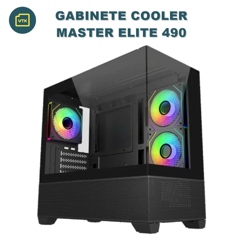 Gabinete Cooler Master Elite 490 Argb Vidrio Negro