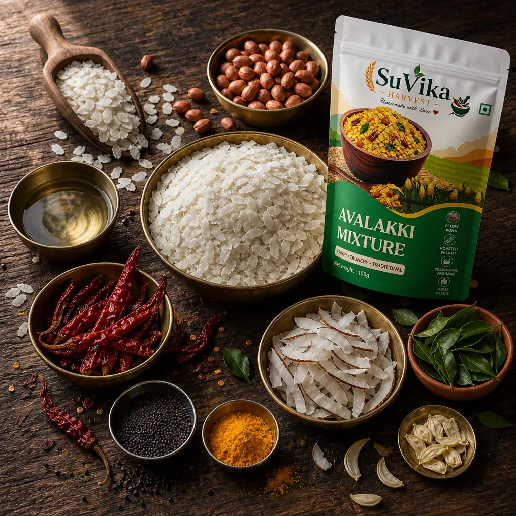 Avalakki Mixture — ingredients with pouch